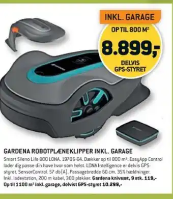 XL-BYG GARDENA ROBOTPLÆNEKLIPPER INKL. GARAGE00 m² inkl. garage, delvist GPS-styret 10.299,- tilbud