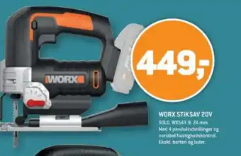 XL-BYG WORX STIKSAV 20V tilbud