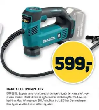 XL-BYG MAKITA LUFTPUMPE 18V tilbud