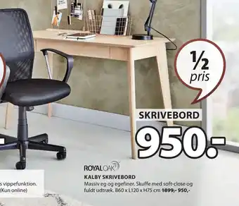JYSK KALBY SKRIVEBORD tilbud