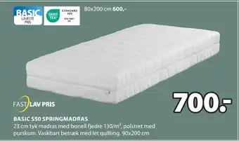 JYSK BASIC S50 SPRINGMADRAS tilbud