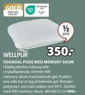 JYSK SOGNDAL PUDE MED MEMORY-SKUM tilbud