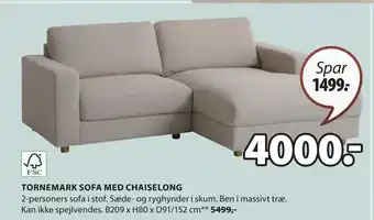 JYSK TORNEMARK SOFA MED CHAISELONG tilbud