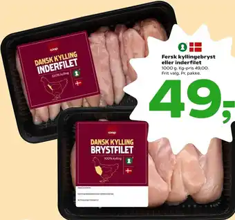 Coop 365 Fersk Kyllingebryst Eller Inderfilet 1000 g tilbud