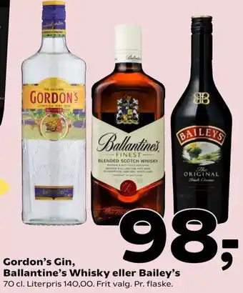 Coop 365 Gordon's Gin Ballantine's Whisky Eller Bailey's 70 cl tilbud