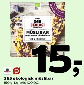 Coop 365 365 Økologisk Müslibar 150 g tilbud