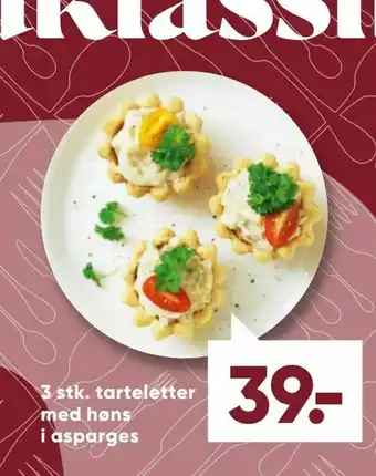 Bilka 3 stk. tarteletter med høns i asparges tilbud