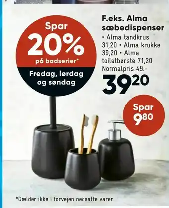 Bilka Alma sæbedispenser tilbud