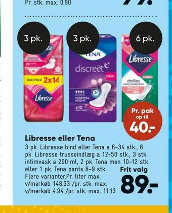 Bilka Libresse eller Tena tilbud