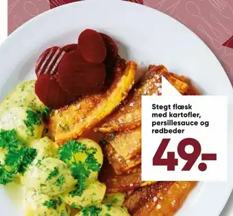 Bilka Stegt flæsk med kartofler, persillesauce og rødbeder tilbud