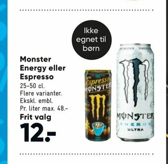 Bilka Monster Energy eller Espresso tilbud