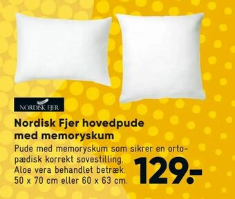 Bilka Nordisk Fjer hovedpude med memoryskum tilbud