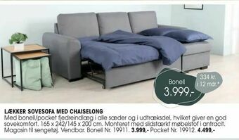 Daells Bolighus Lækker sovesofa med chaiselong tilbud