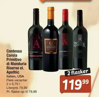 Fakta Tyskland Contessa Carola Primitivo di Manduria Riserva el. Apothic tilbud