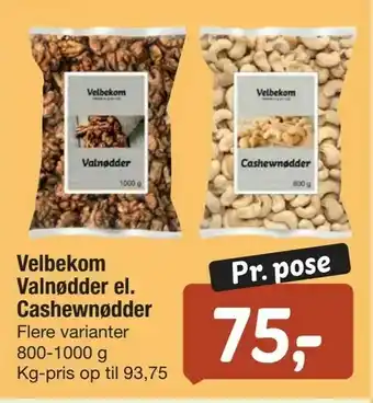 Fakta Tyskland Velbekom Valnødder el. Cashewnødder tilbud