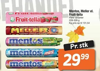 Fakta Tyskland Mentos, Meller el. Fruit-tella tilbud