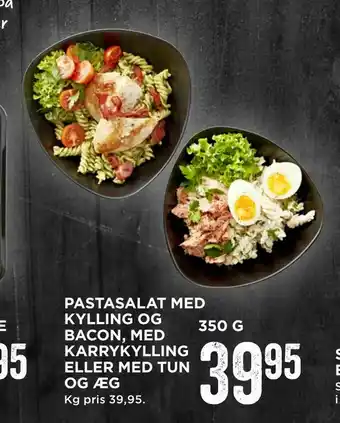MENY Pastasalat med kylling og bacon, med karrykylling eller med tun og æg tilbud