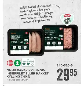 MENY Omhu dansk kyllinge- inderfilet eller hakket kylling 7-10 % tilbud