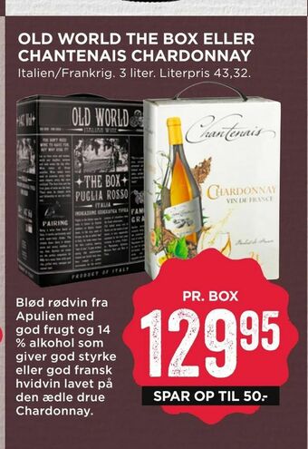 MENY Old world the box eller chantenais chardonnay tilbud