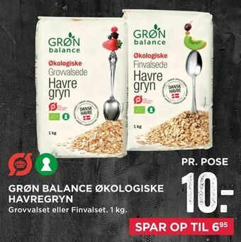 MENY Grøn balance økologiske havregryn tilbud