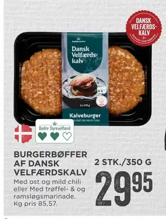 MENY Burgerbøffer af dansk velfærdskalv 2 stk./350 g tilbud