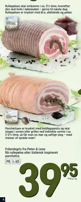 REMA 1000 Frilandsgris fra Peter & Lene Rå rullepølse eller italiensk inspireret porchetta tilbud