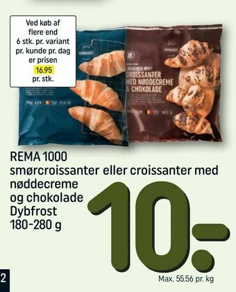 REMA 1000 REMA 1000 smørcroissanter eller croissanter med nøddecreme og chokolade tilbud