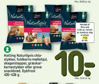 Hatting Naturligvis chia stykker, fuldkorns møllehjul, skagenslapper, græskar kernestykker eller grove snackbrød