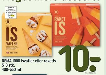 REMA 1000 REMA 1000 isvafler eller raketis 5-8 stk. 400-550 ml tilbud