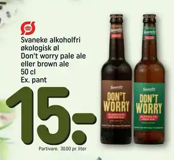 REMA 1000 Svaneke alkoholfri økologisk øl Don't worry pale ale eller brown ale tilbud