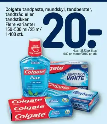REMA 1000 Colgate tandpasta, mundskyl, tandbørster, tandtråd eller tandstikker tilbud