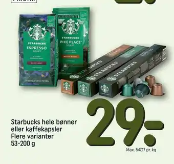 REMA 1000 Starbucks hele bønner eller kaffekapsler tilbud