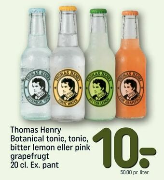 REMA 1000 Thomas Henry Botanical tonic, tonic, bitter lemon eller pink grapefrugt tilbud