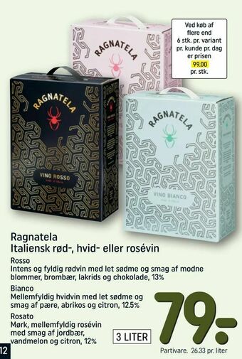 REMA 1000 Ragnatela Italiensk rød-, hvid- eller rosévin tilbud