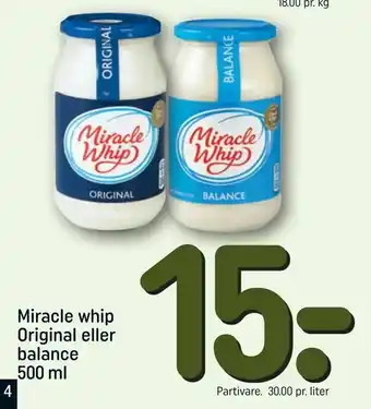 REMA 1000 Miracle whip Original eller balance tilbud