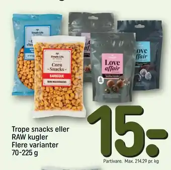 REMA 1000 Trope snacks eller RAW kugler tilbud