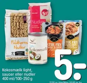 REMA 1000 Kokosmælk Light Saucer Eller Nudler 400 ml/100-250 g tilbud