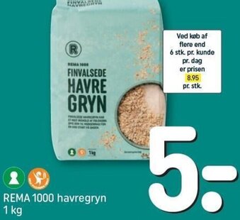 REMA 1000 Rema 1000 Havregryn 1 Kg tilbud