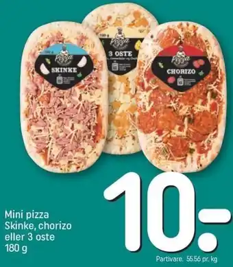 REMA 1000 Mini Pizza Skinke Chorizo eller 3 Oste 180 g tilbud