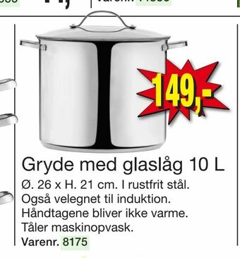 Harald Nyborg Gryde med glaslåg 10 L tilbud