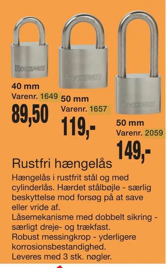 Harald Nyborg Rustfri hængelås tilbud