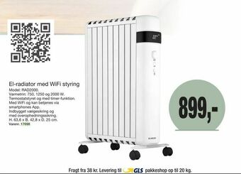 Harald Nyborg El-radiator med WiFi styring tilbud
