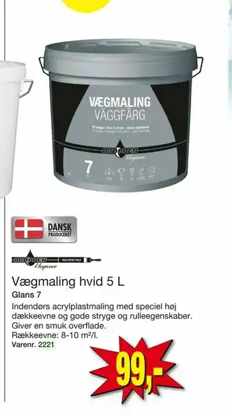 Harald Nyborg Vægmaling hvid 5 L tilbud
