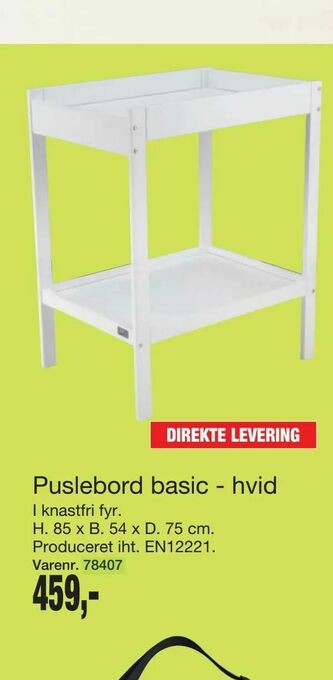 Puslebord basic - hvid