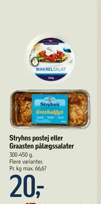 Føtex Stryhns postej eller Graasten pålægssalater tilbud