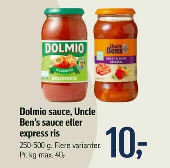 Føtex Dolmio sauce, Uncle Ben's sauce eller express ris tilbud