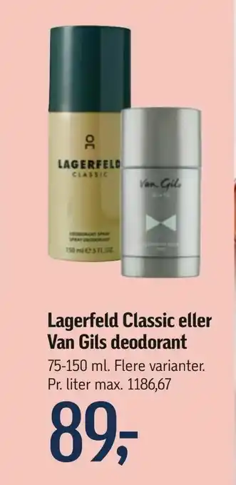 Føtex Lagerfeld Classic eller Van Gils deodorant tilbud
