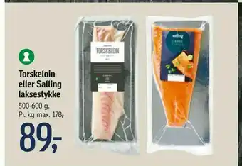 Føtex Torskeloin eller Salling laksestykke tilbud