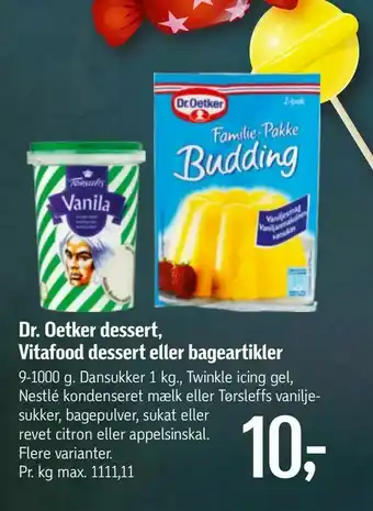 Føtex Dr. Oetker dessert, Vitafood dessert eller bageartikler tilbud