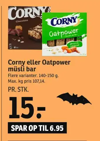 SPAR Corny eller Oatpower müsli bar tilbud